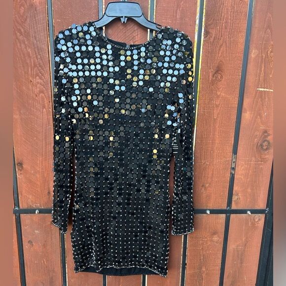 Retrofete Loreen Disc Sequin Rhinestone Long Sleeve Minj Dress size Medium NWT - Picture 2 of 12